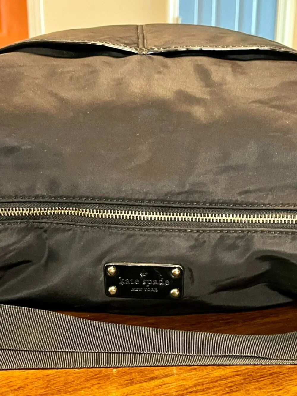 Black Kate Spade Serena Nylon Baby Diaper Bag w/ Patent Leather Trim Adjustable